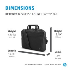 HP Renew Breskuldertaske 173 - Eco-Friendly Ocean-Bound Recycled Plastic, Durable 600D Polyester, Sleek Black Design - Perfect f